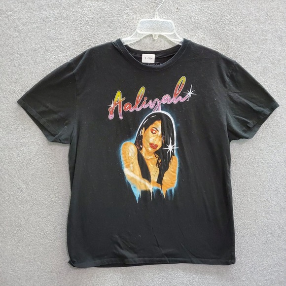 Aaliyah Other - Aaliyah Men T-Shirt XL Black Graphic Portrait Short Sleeve Crew Neck Pullover